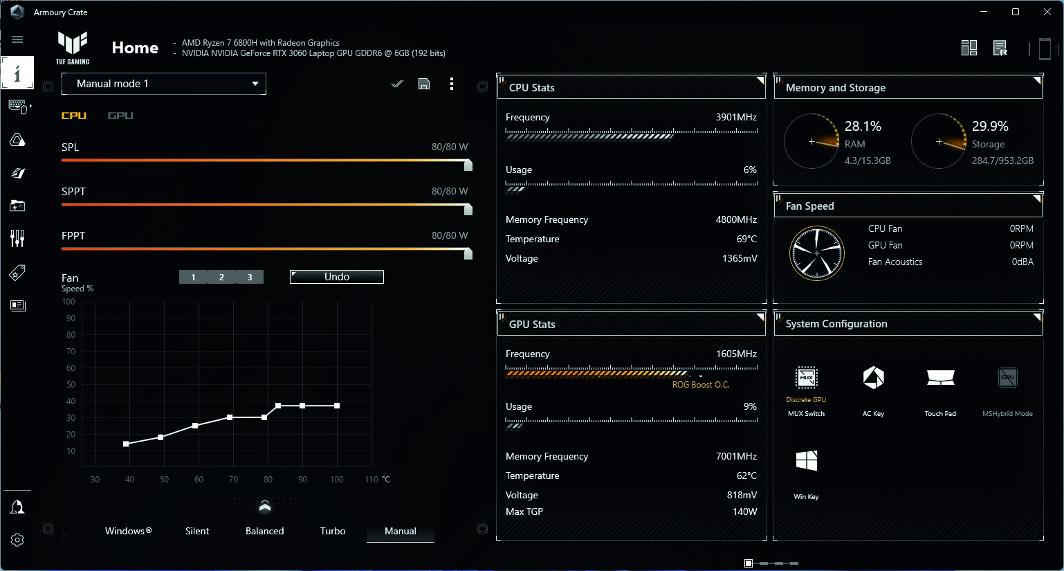 armoury manual mode cpu