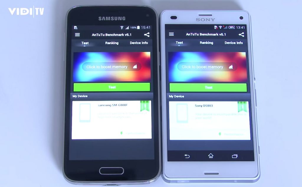 Samsung Galaxy S5 mini vs. Sony Xperia Z3 Compact - AnTuTu benchmark