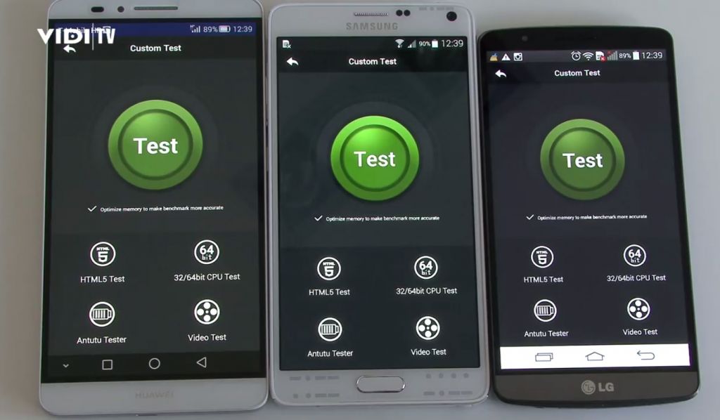 Samsung Galaxy Note 4 vs. LG G3 vs. Huawei Ascend Mate 7 - AnTuTu Benchmark